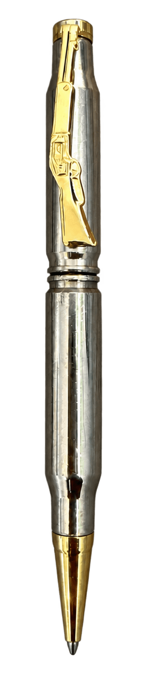 Nickel-plated cartridge pen with rifle mark